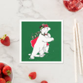 キュートクリスマススケートで滑るポーラベアホリデーデザイン スタンダードカクテルナプキン (インサイチュ)