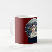 キュートクリスマススノーグローブハッピーウィンター雪だるま コーヒーマグカップ (正面左)