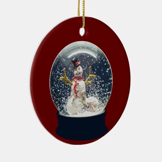 キュートクリスマススノーグローブハッピーウィンター雪だるま セラミックオーナメント (右)