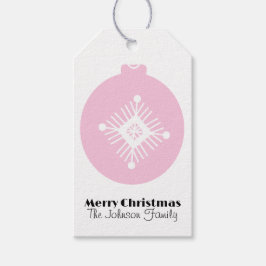 キュートクリスマススノーフレークピンクオーナメントファミリー ギフトタグ