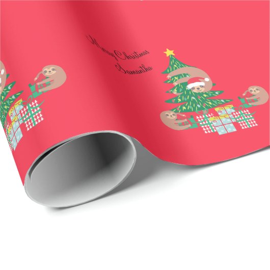 キュートクリスマススロスホリデパーソナライズされた ラッピングペーパー (ロールコーナー)