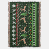 キュートクリスマスセーターパターンホリデートナカイ スローブランケット (正面縦)