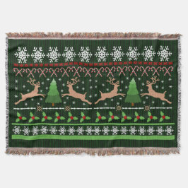キュートクリスマスセーターパターンホリデートナカイ スローブランケット