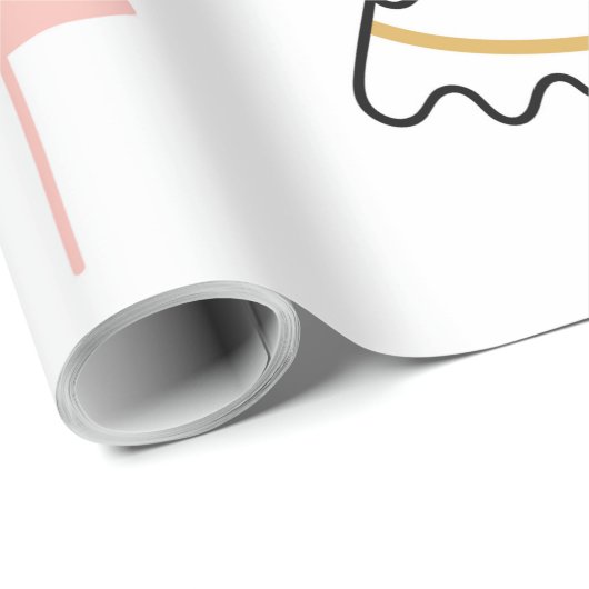 キュートクリスマスツリーおもしろいピンク金ゴールド ラッピングペーパー (ロールコーナー)