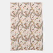 キュートクリスマスツリーエイリアンレインボーホリデーパターン キッチンタオル (縦)