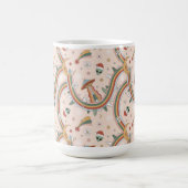 キュートクリスマスツリーエイリアンレインボーホリデーパターン コーヒーマグカップ (中央)