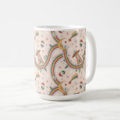 キュートクリスマスツリーエイリアンレインボーホリデーパターン コーヒーマグカップ (正面右)