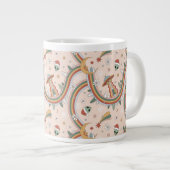 キュートクリスマスツリーエイリアンレインボーホリデーパターン ジャンボコーヒーマグカップ (正面右)