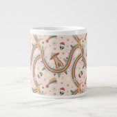 キュートクリスマスツリーエイリアンレインボーホリデーパターン ジャンボコーヒーマグカップ (正面)