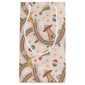 キュートクリスマスツリーエイリアンレインボーホリデーパターン スモールペーパーバッグ (正面)