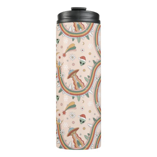 キュートクリスマスツリーエイリアンレインボーホリデーパターン タンブラー (正面)