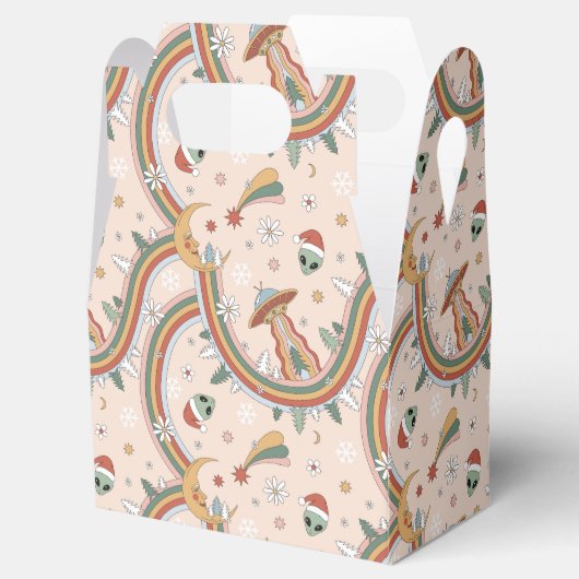 キュートクリスマスツリーエイリアンレインボーホリデーパターン フェイバーボックス (オープン)