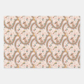 キュートクリスマスツリーエイリアンレインボーホリデーパターン ラッピングペーパーシート (正面)