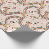 キュートクリスマスツリーエイリアンレインボーホリデーパターン ラッピングペーパー (角)