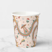 キュートクリスマスツリーエイリアンレインボーホリデーパターン 紙コップ (左)