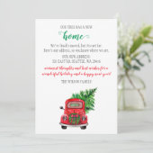 キュートクリスマスツリーカー引っ越しましたホリデーカード (スタンド正面)