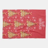 キュートクリスマスツリークッキーベーキングクルー雪片 キッチンタオル (横)