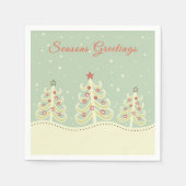 キュートクリスマスツリーズパステル季節のごあいさつ スタンダードカクテルナプキン (正面)