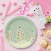 キュートクリスマスツリーズパステル ペーパープレート (パーティー)