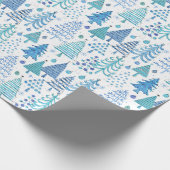 キュートクリスマスツリーティール(緑がかった色)ブルーグリーンパターン ラッピングペーパー (角)