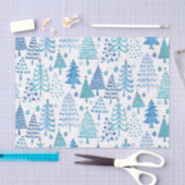 キュートクリスマスツリーティール(緑がかった色)ブルーグリーンパターン 薄葉紙 (クラフト)