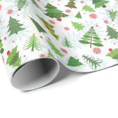キュートクリスマスツリープリントギフトラッピング紙 ラッピングペーパー (ロールコーナー)