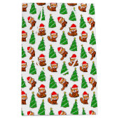 キュートクリスマスツリーレッドパンダサンタハット ミディアムペーパーバッグ (正面)