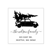 キュートクリスマスツリーヴィンテージカー差出人住所 ラバースタンプ (インプリント)