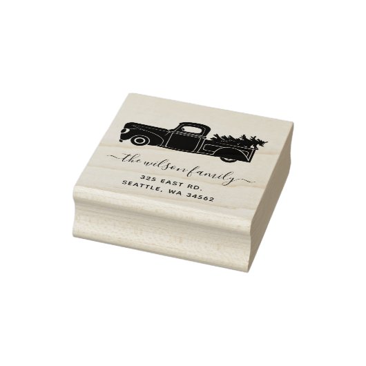 キュートクリスマスツリーヴィンテージトラック差出人住所 ラバースタンプ (スタンプ)