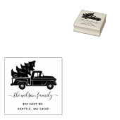 キュートクリスマスツリーヴィンテージトラック差出人住所 ラバースタンプ (押印)