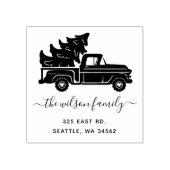 キュートクリスマスツリーヴィンテージトラック差出人住所 ラバースタンプ (インプリント)