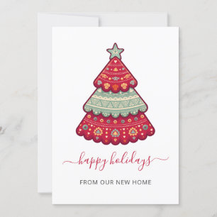 キュートクリスマスツリー引っ越しましたホリデーカード