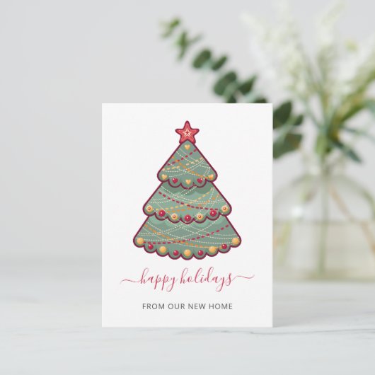キュートクリスマスツリー引っ越しましたホリデームービングポス ポストカード (スタンド正面)