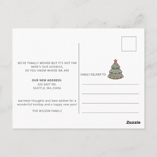 キュートクリスマスツリー引っ越しましたホリデームービングポス ポストカード (裏面)