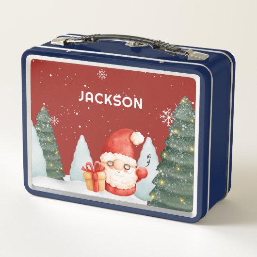 キュートクリスマスツリー格言ホリデイ メタルランチボックス (裏面)