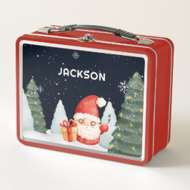 キュートクリスマスツリー格言ホリデイ メタルランチボックス