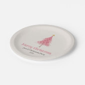 キュートクリスマスツリー赤面ピンクパーティーナプキンス ペーパープレート (アングル)