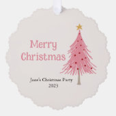 キュートクリスマスツリー赤面ピンクパーティー オーナメントカード (正面)