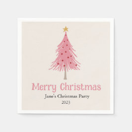 キュートクリスマスツリー赤面ピンクパーティー スタンダードカクテルナプキン