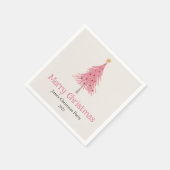 キュートクリスマスツリー赤面ピンクパーティー スタンダードカクテルナプキン (角)