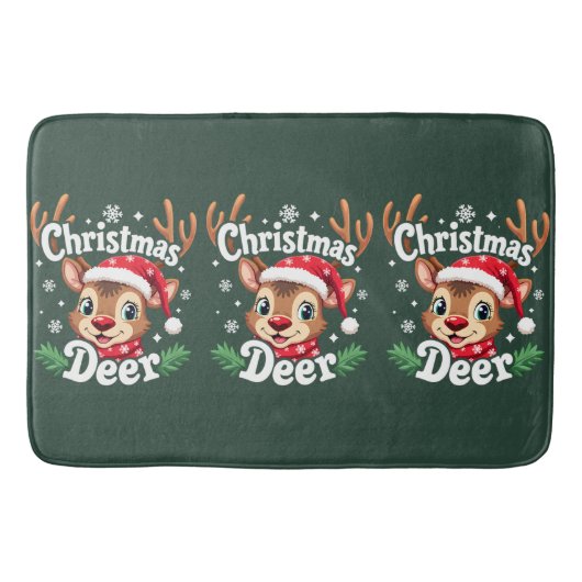 キュートクリスマスディアーイラストレーション バスマット (正面)