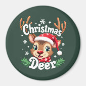 キュートクリスマスディアーイラストレーション マグネット (正面)