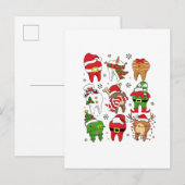 キュートクリスマスデンタル歯キャラクターおもしろいホリデー 案内ポストカード (正面/裏面)