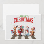 キュートクリスマストインデアサンタ雪だるま シーズンカード (正面/裏面)