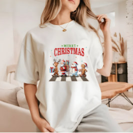 キュートクリスマストインデアサンタ雪だるま トライブレンドＴシャツ