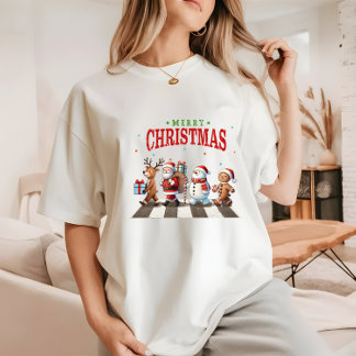キュートクリスマストインデアサンタ雪だるま トライブレンドＴシャツ