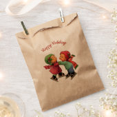 キュートクリスマストッツアイススケートで滑る紙バッグ フェイバーバッグ (クリップ留めされた状態)