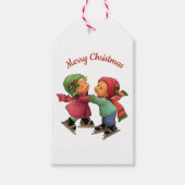 キュートクリスマストッツ氷スケートで滑るギフトラベル ギフトタグ (正面)