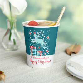 キュートクリスマストナカイティール（緑がかった色）レッドカスタム 紙コップ