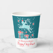 キュートクリスマストナカイティール（緑がかった色）レッドカスタム 紙コップ (正面)